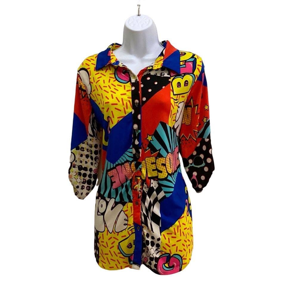 UPS & DOWNS GRAPHIC BUTTON DOWN SHIRT